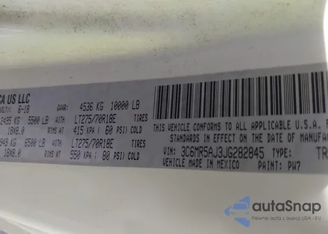 2018 Ram 2500 Tradesman 4X4 8' Box из США, поврежденный, VIN 3C6MR5AJ3JG282845